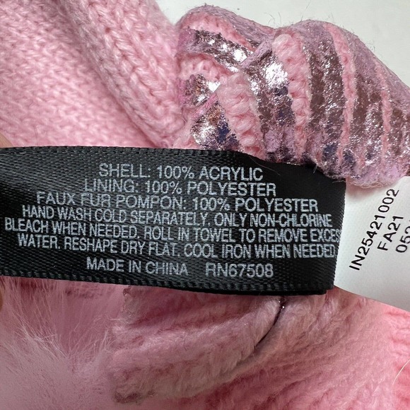 INC International Concepts Pink Fingerless Mittens with White Pom New - Picture 4 of 4